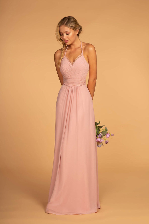 Halter Neck Chiffon Long Dress-5