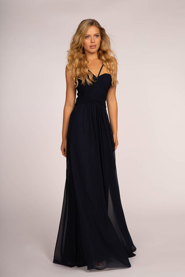 Chiffon Ruched-Bodice Long Dress-6