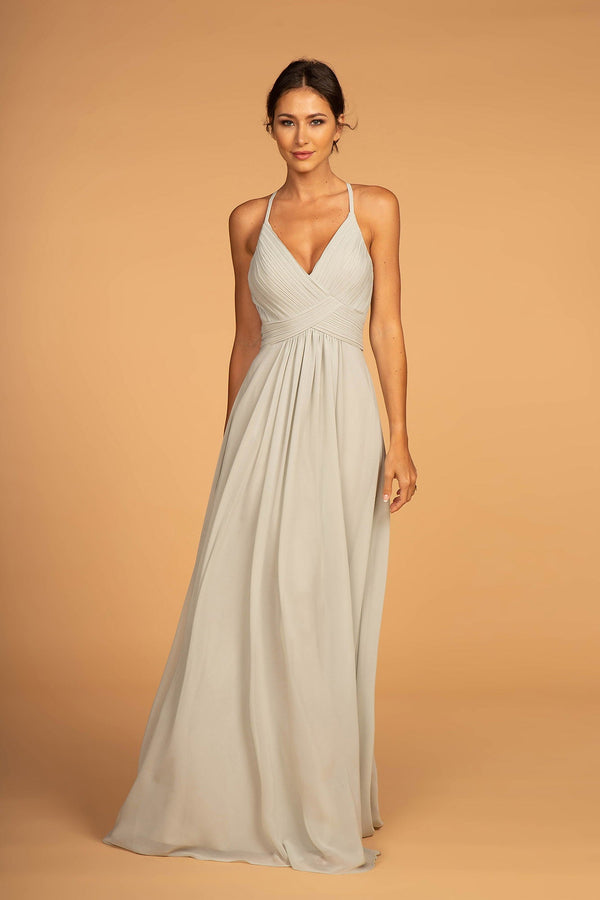 Chiffon Ruched Bodice Long Dress-5