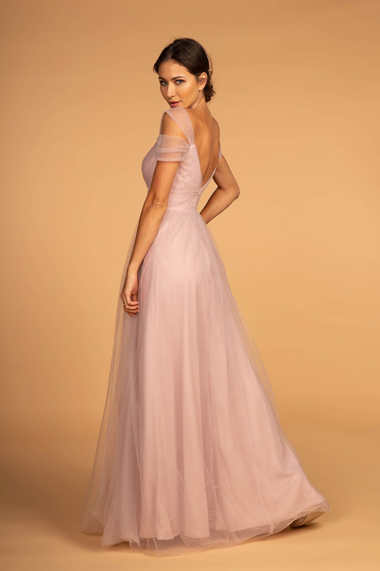 Sweethearted Chiffon Long Dress w/ V-Back-1