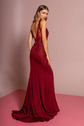 Lace Open Back Rome Jersey Long Dress Long lace dress-3