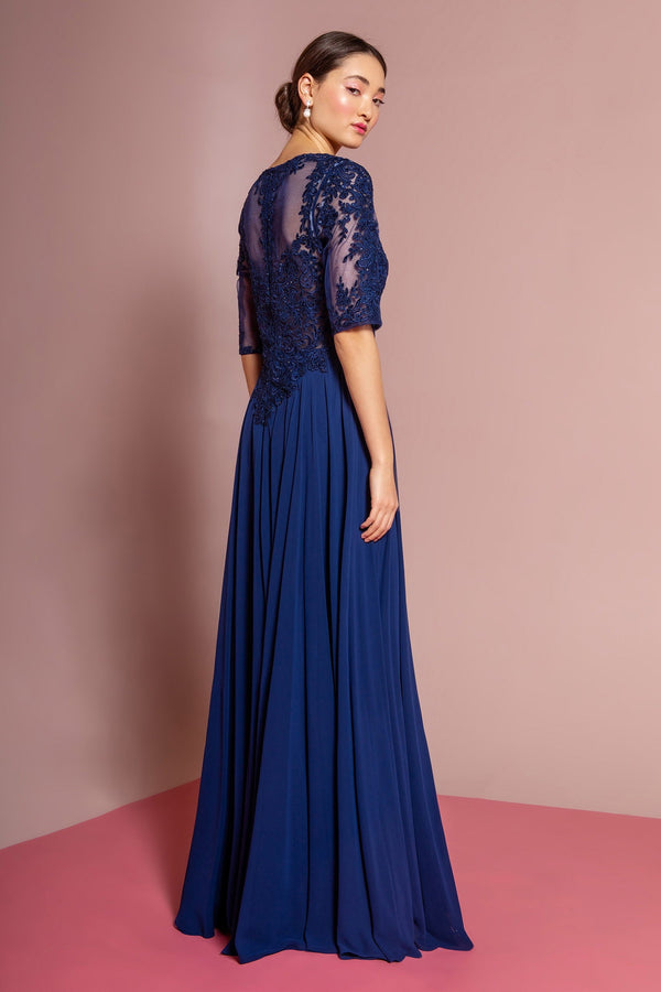 Chiffon Jewel Embroided Long Dress-1