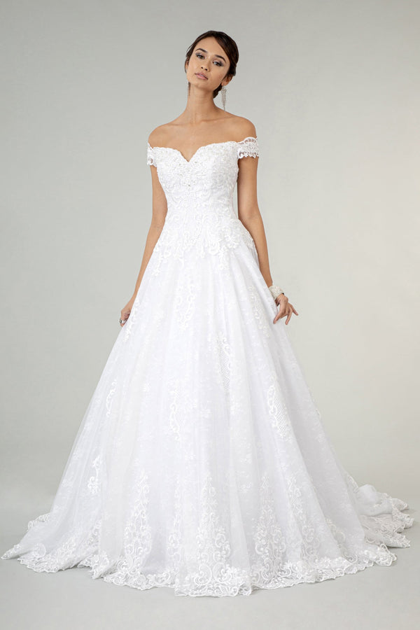 Lace Embellished Bodice A-Line Wedding Gown-0