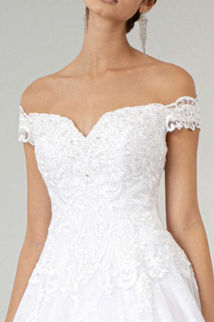 Lace Embellished Bodice A-Line Wedding Gown-2