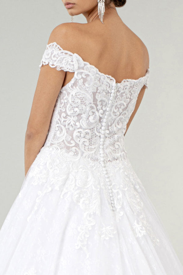 Lace Embellished Bodice A-Line Wedding Gown-3