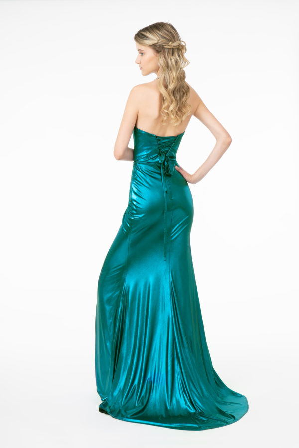 Sweetheart Ruched Mermaid Long Dress w/ Slit-3