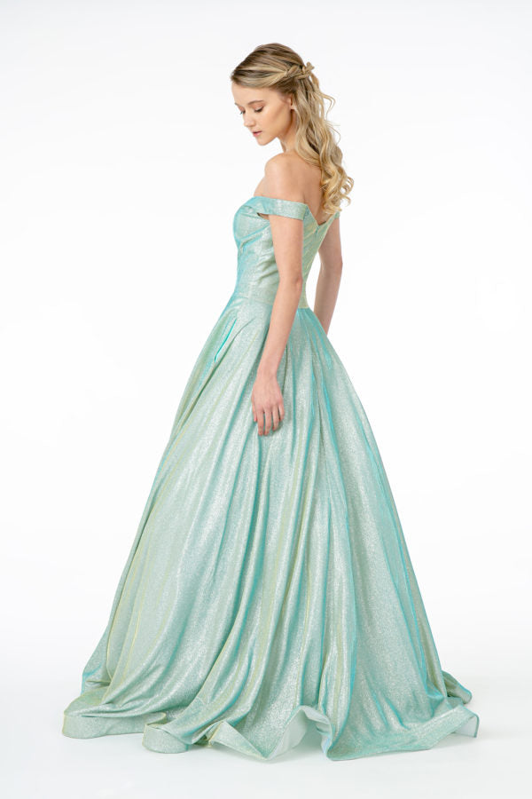 Cut-Away Shoulder Sweetheart Ball Gown-1