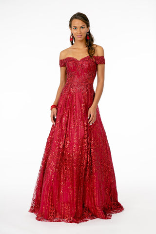 Embroidered Bodice Sequin and Glitter Embellished A-Line Dress-1