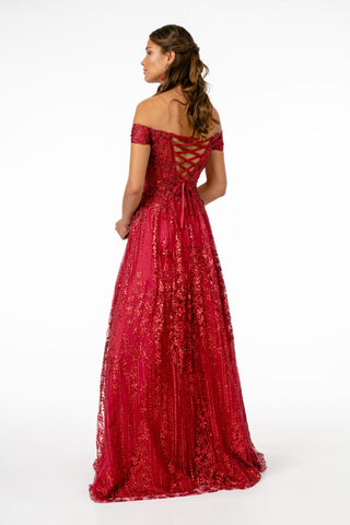 Embroidered Bodice Sequin and Glitter Embellished A-Line Dress-3