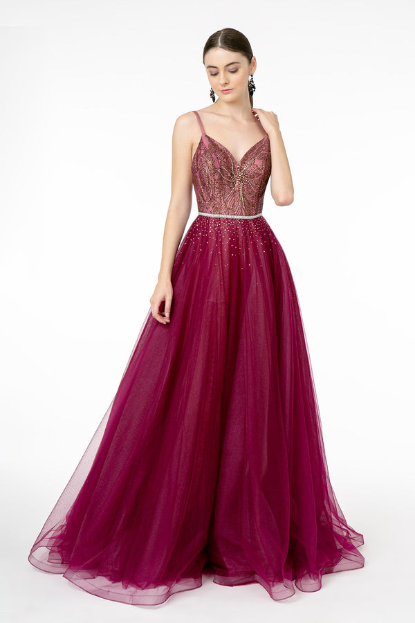 Ethereal Embellished V-neck Evening Dress from Elizabeth K-0