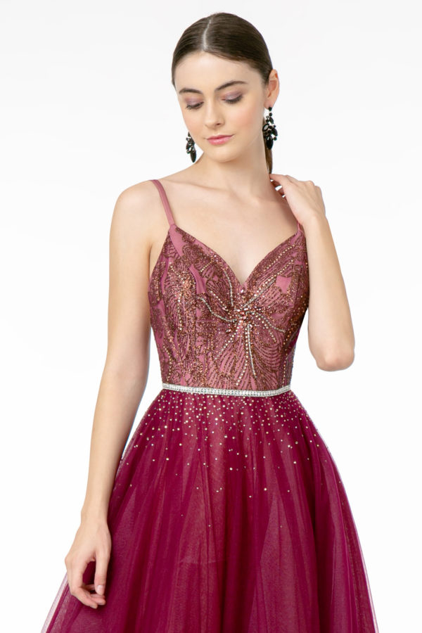 Ethereal Embellished V-neck Evening Dress from Elizabeth K-2