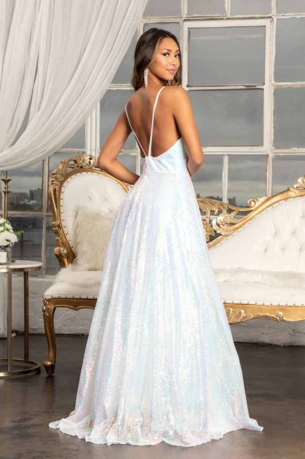 Illusion Sweetheart Sequin A-line Dress w/ Side Slit-1