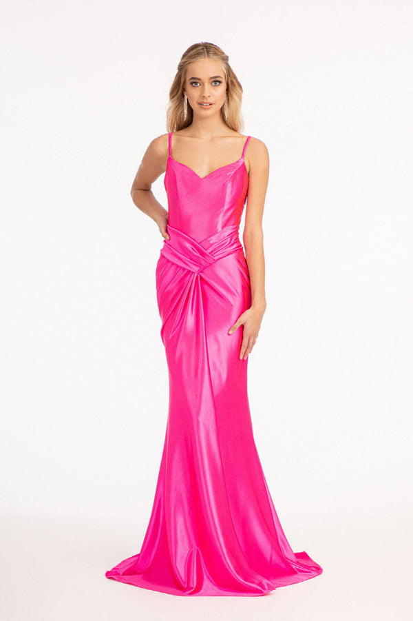 Sweetheart Satin Mermaid Dress w/ Open Back and Side Gathered Waistline-1