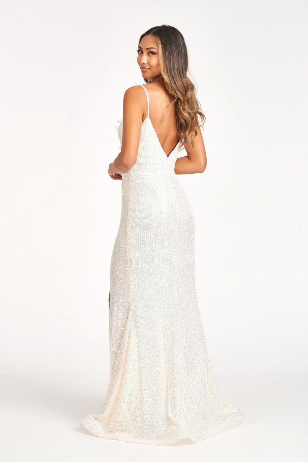 Sequin Embellished Embroidered Mermaid Dress w/ Side Slit-3