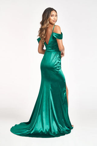 Sweetheart Satin Mermaid Dress w/ Pleated Waist and Slit-3