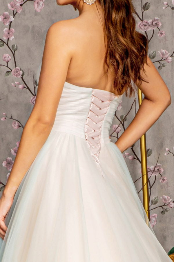 Sweethearted Strapless Mesh Layered A-Line Prom Dress-3