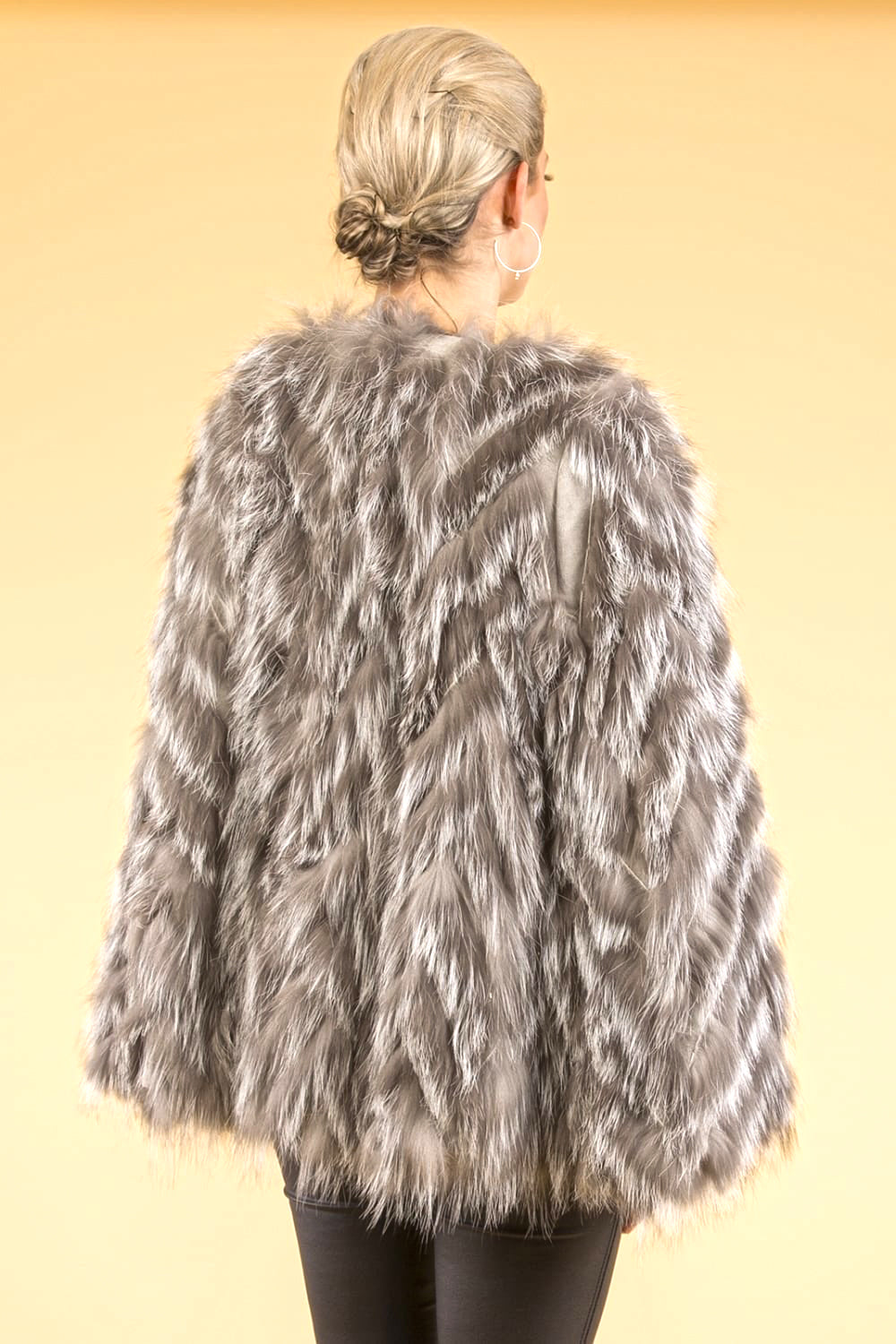 Grey Fox Fur and Suede Cape-2