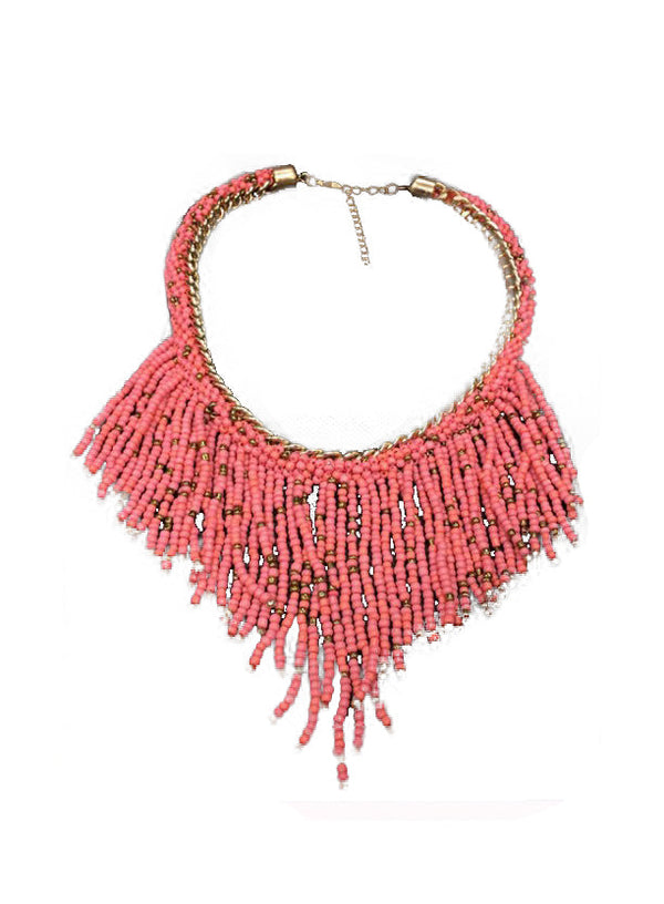 Bohemian Long Tassel Beads Choker Necklace-0