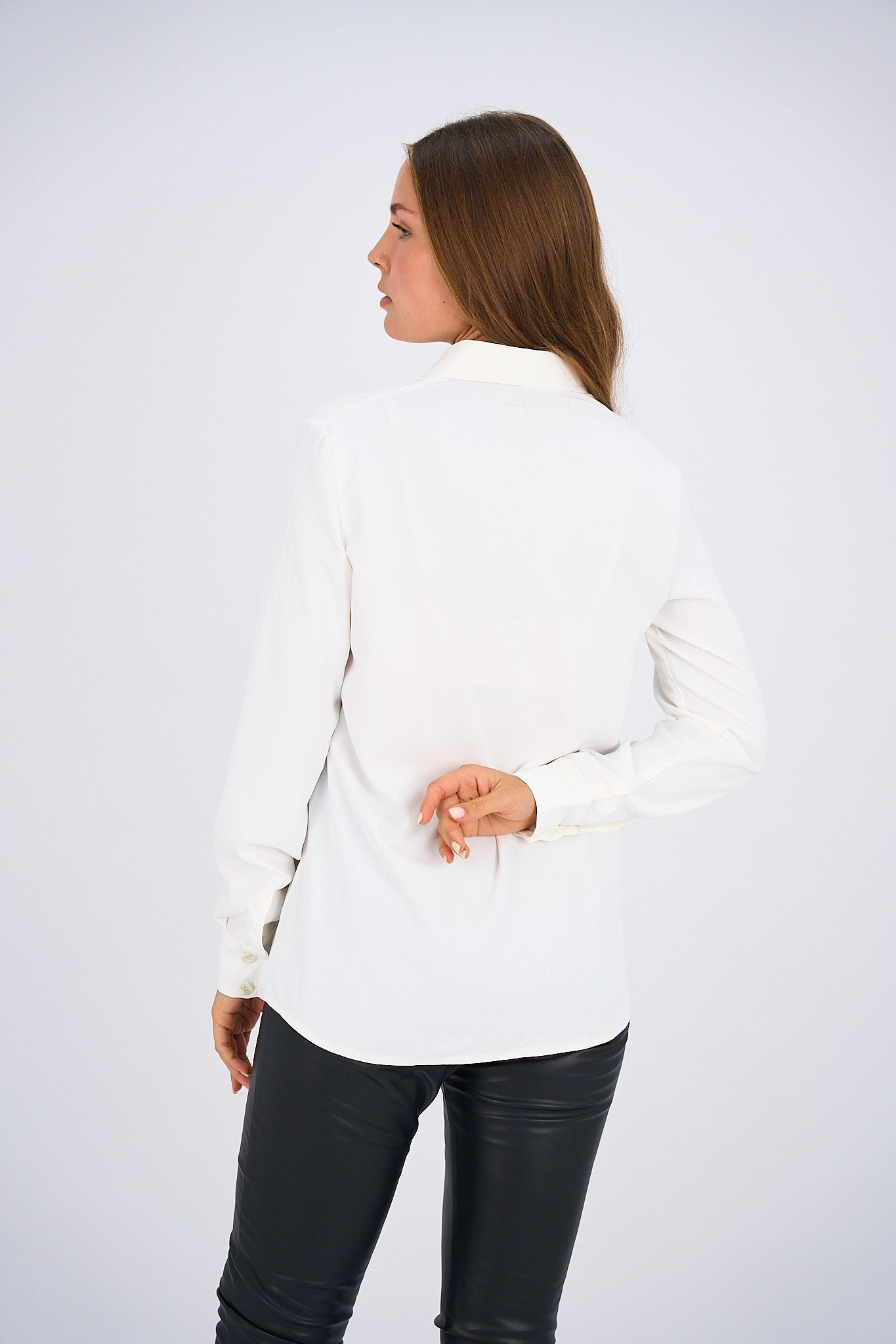 Button Up Basic Shirt - White-1