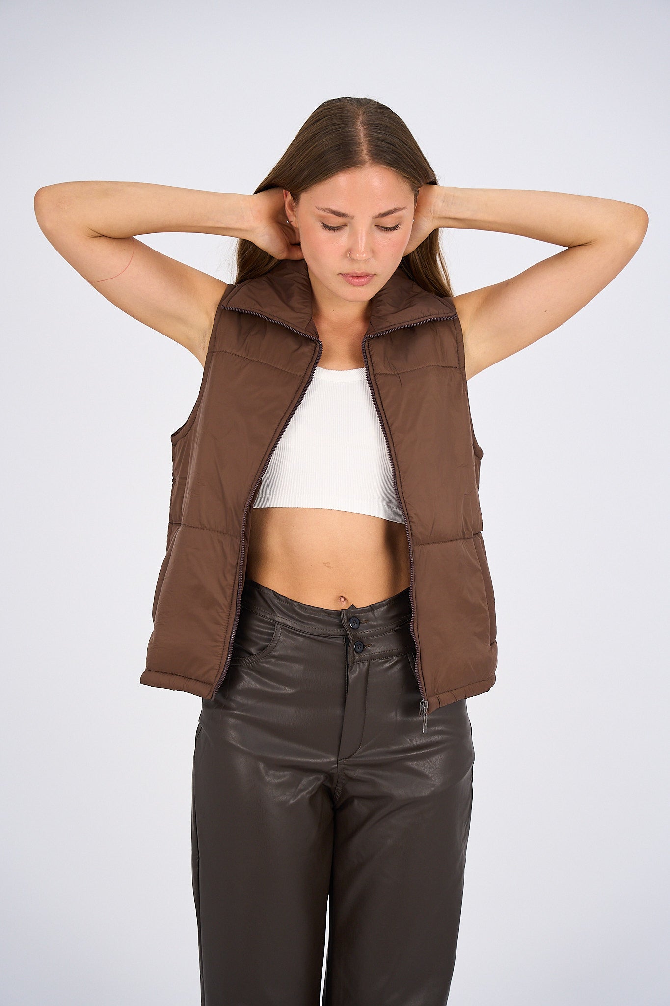 Puffer Vest - Dark Brown-3