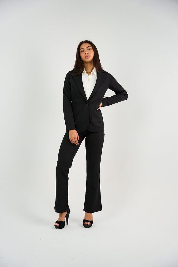 Single Button Blazer - Black-2