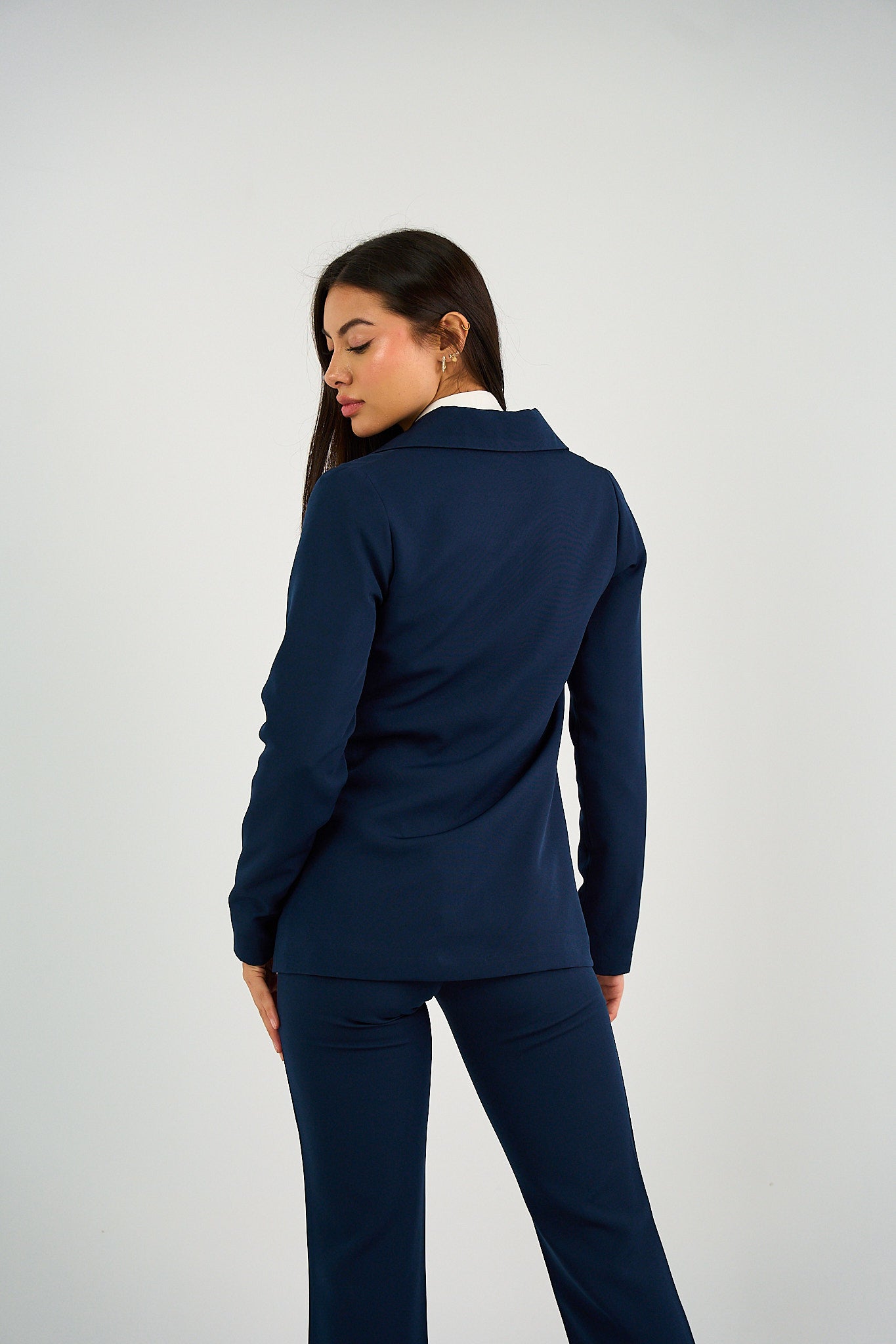 Single Button Blazer - Navy-3