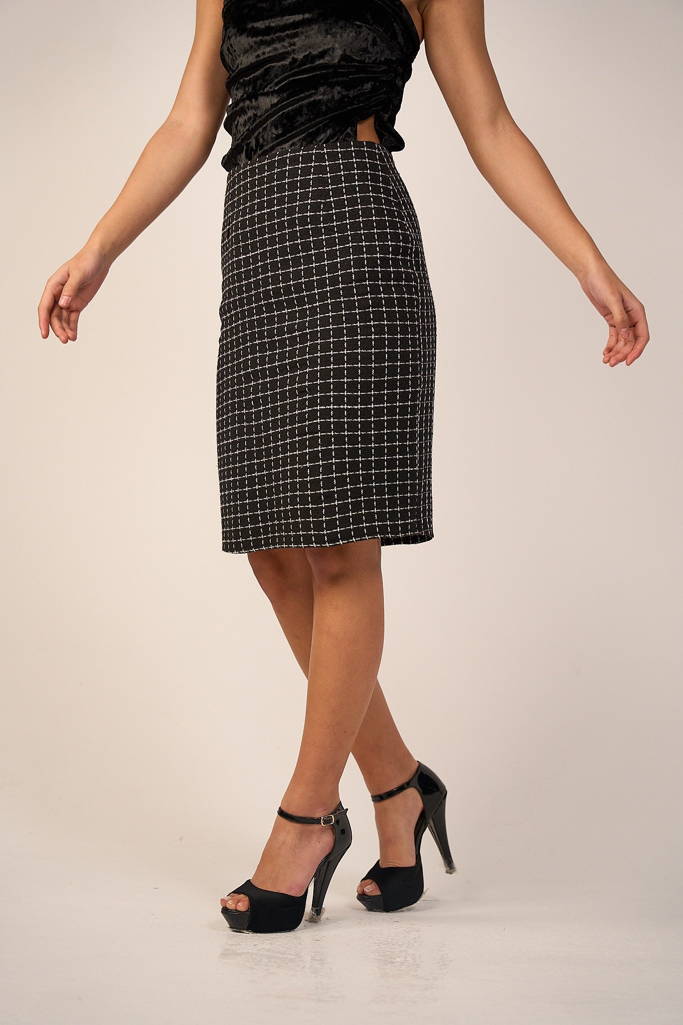 Tweed Skirt - Black-4