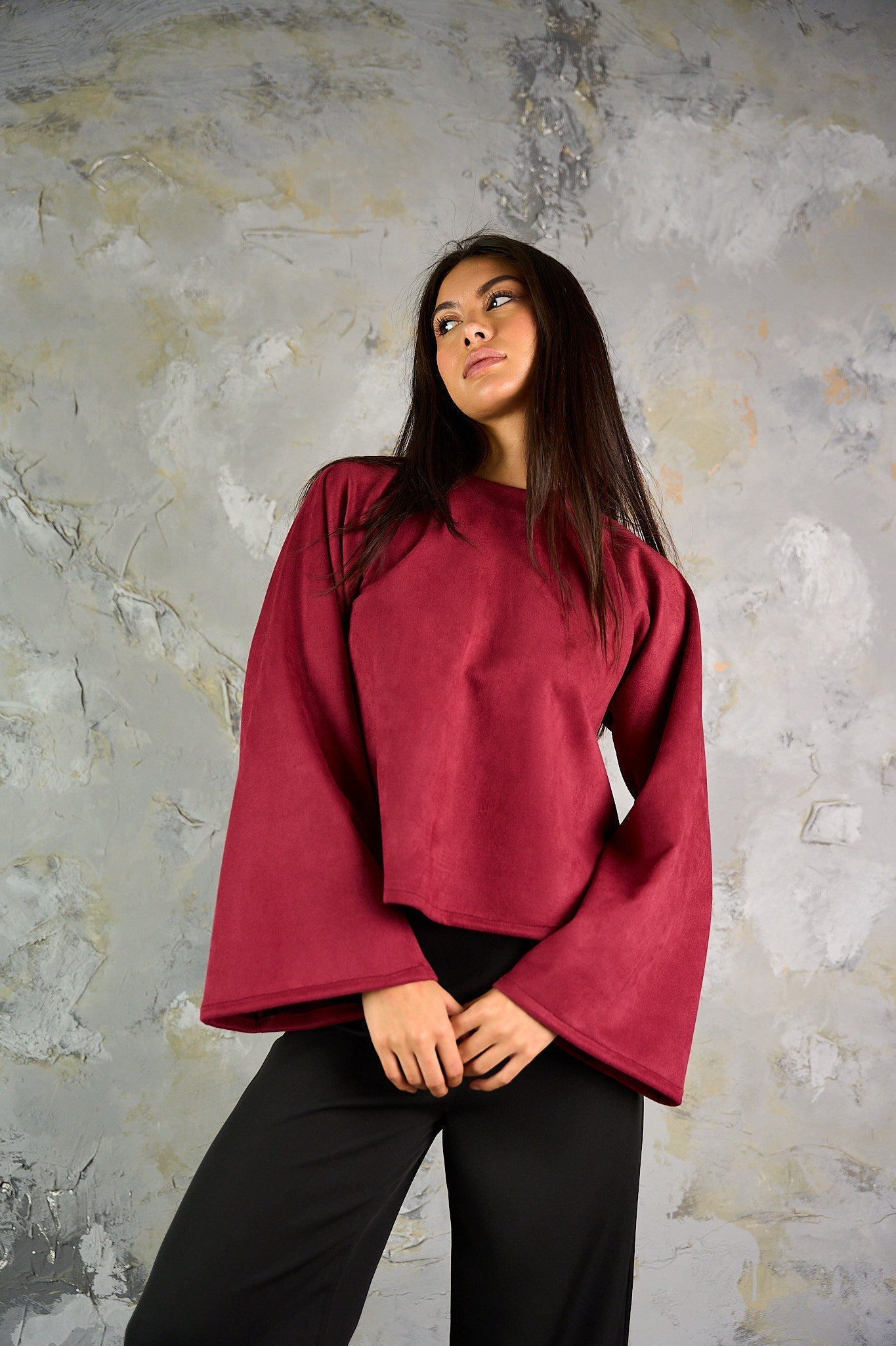 Suede Top - Maroon-3