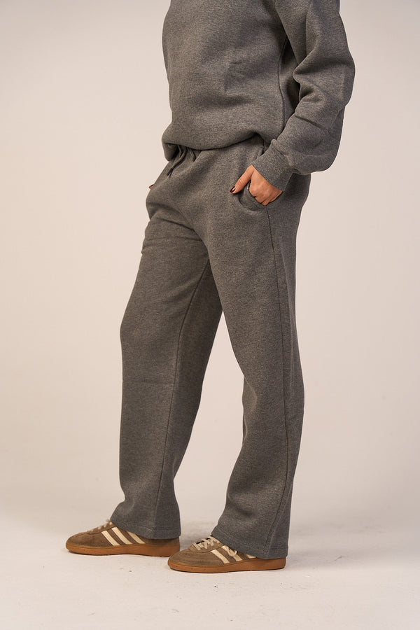 Crew Neck Pullover & Sweatpants - Set - Gray-4