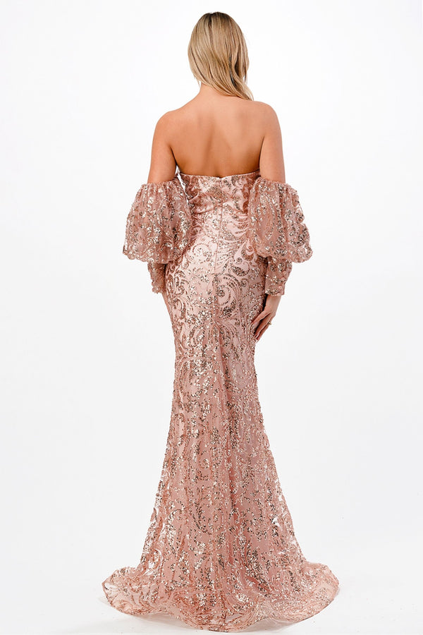 Strapless Fitted Glitter Gown-2