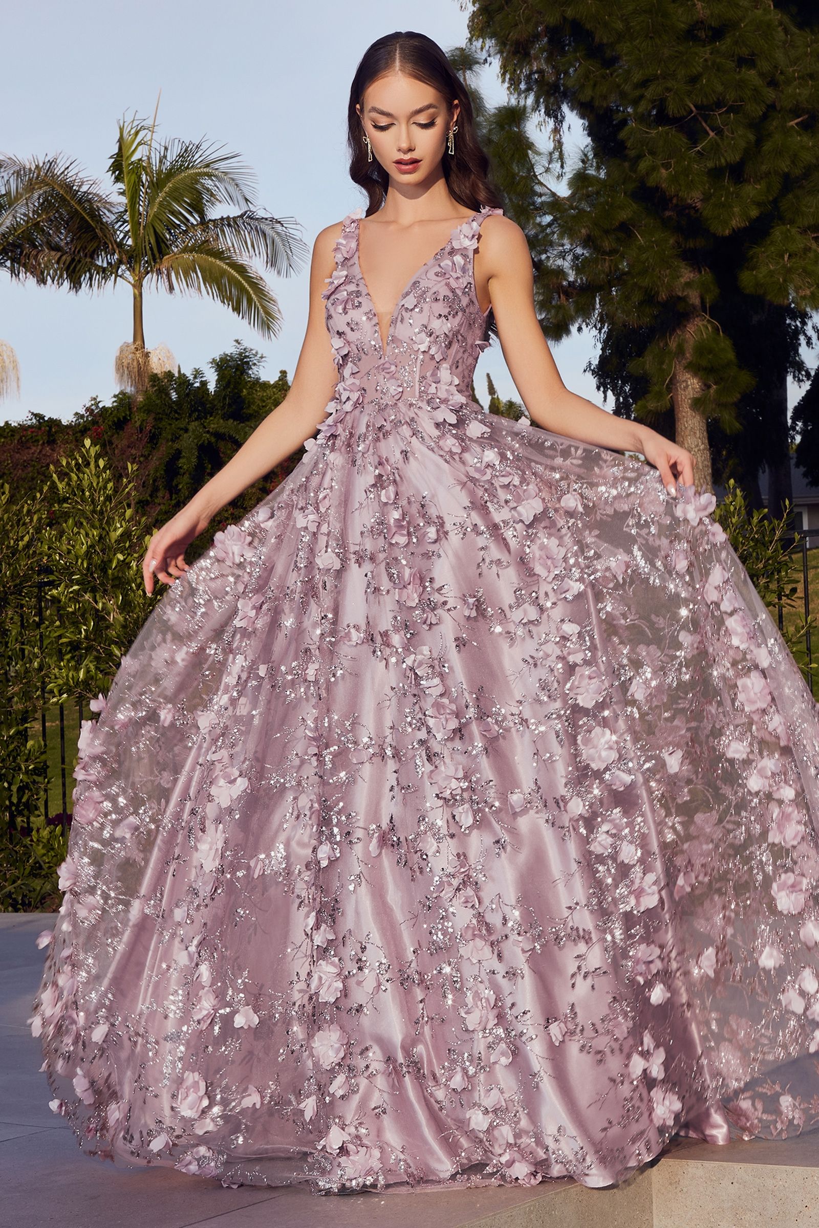 Glitter Floral Ball Gown-2