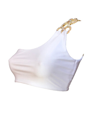 Kira One Shoulder Top - White-2