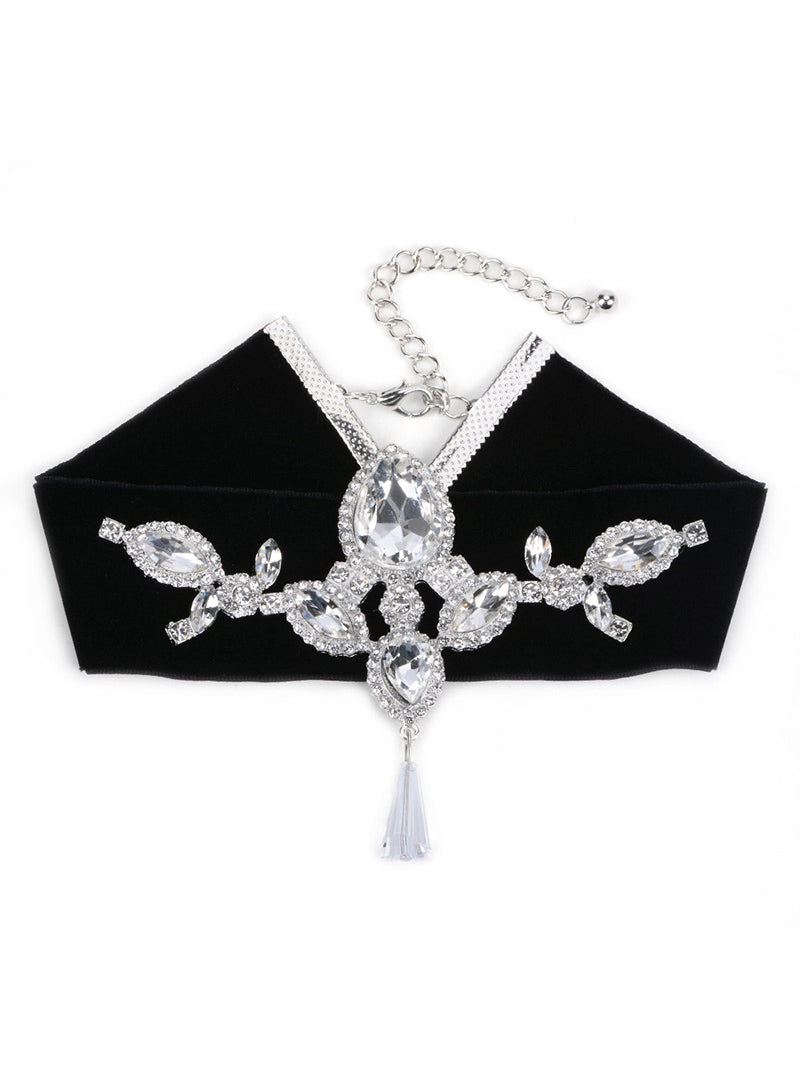 Elegant Big Rhinestone Pendant Choker-1