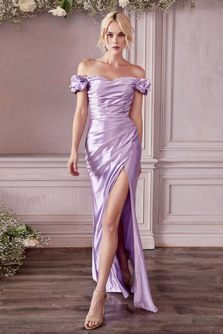 Fitted Gathered Satin Gown-4