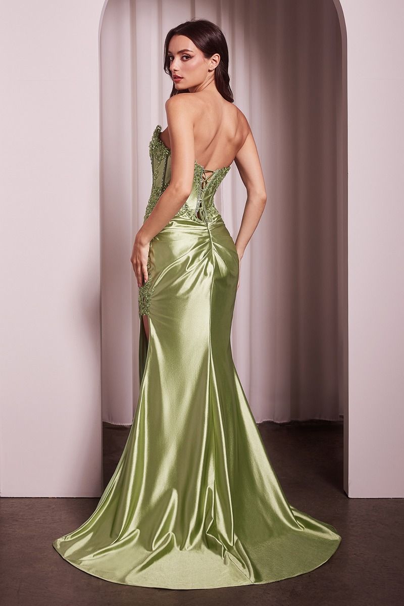 Fitted Strapless Lace & Satin Gown-6