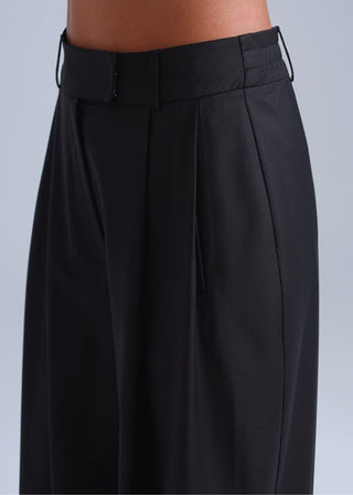 Liza Suit Wide Style Black Virgin Wool Pants-4