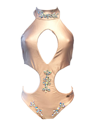 Malibu Rhinestone One Piece - Gold-1