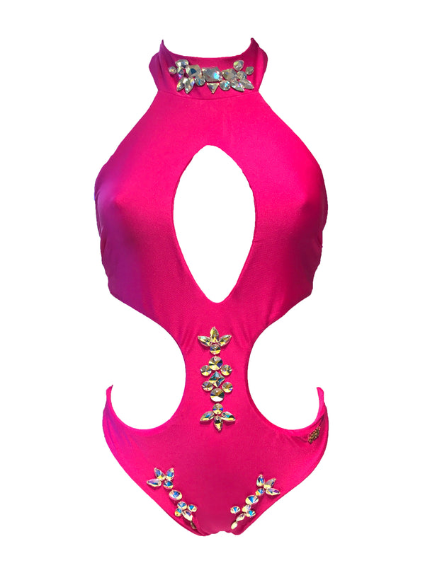 Malibu Rhinestone One Piece - Pink-2