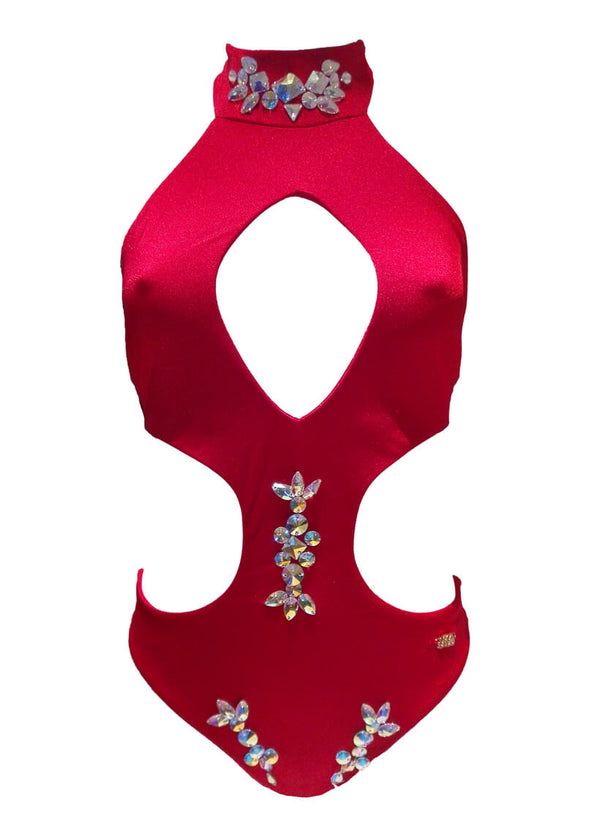 Malibu Rhinestone One Piece - Red-1