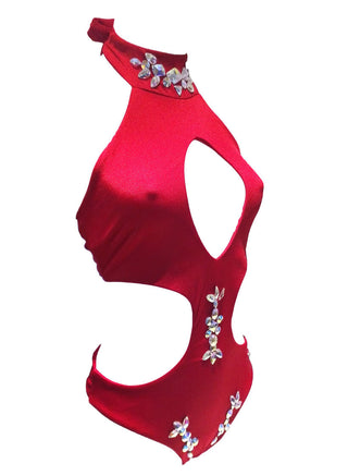 Malibu Rhinestone One Piece - Red-2