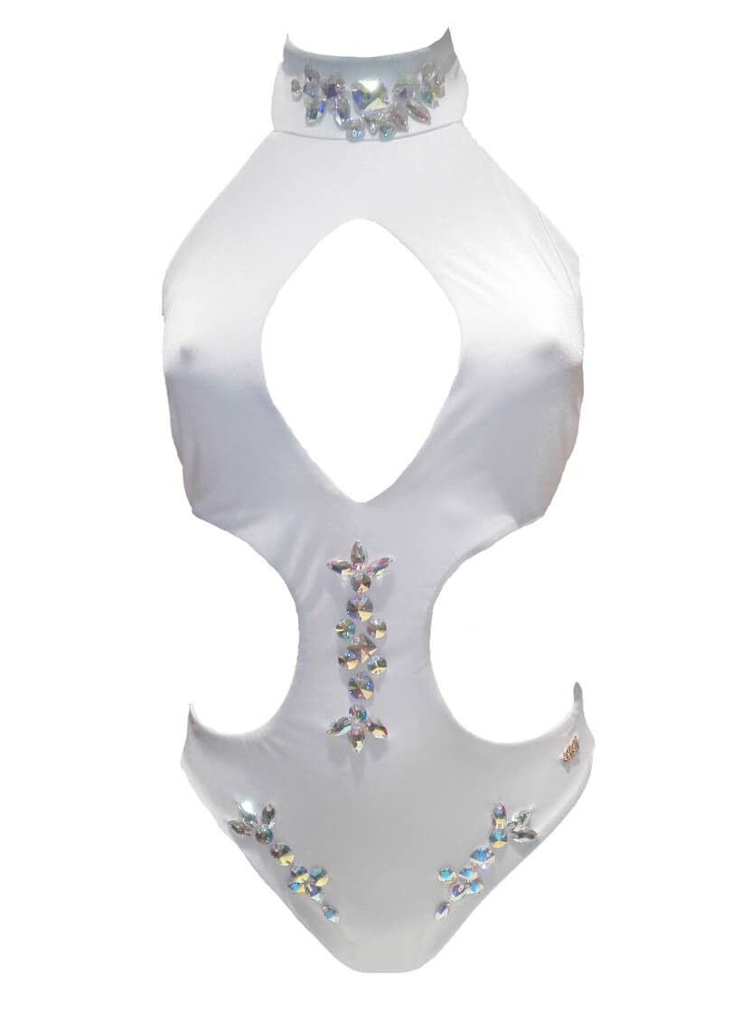 Malibu Rhinestone One Piece - White-1