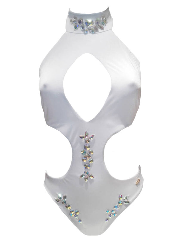 Malibu Rhinestone One Piece - White-1