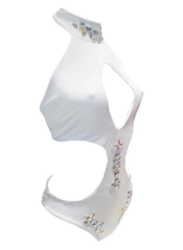 Malibu Rhinestone One Piece - White-2