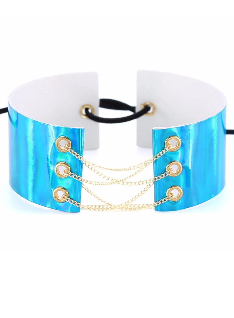 Metal Shine Choker With Chain Corset-1