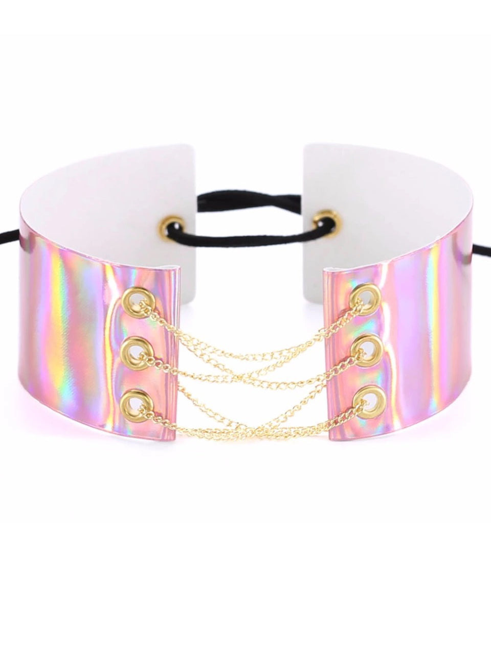 Metal Shine Choker With Chain Corset-2