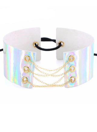 Metal Shine Choker With Chain Corset-3