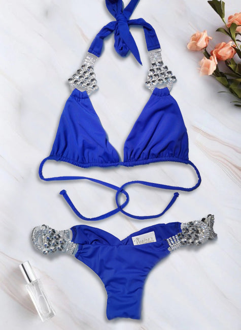 Nicole Halter Top & Skimpy Bottom - Blue-4