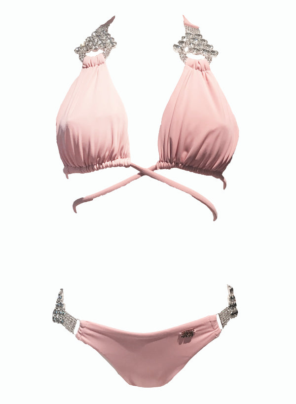 Nicole Halter Top & Skimpy Bottom - Powder Pink-1