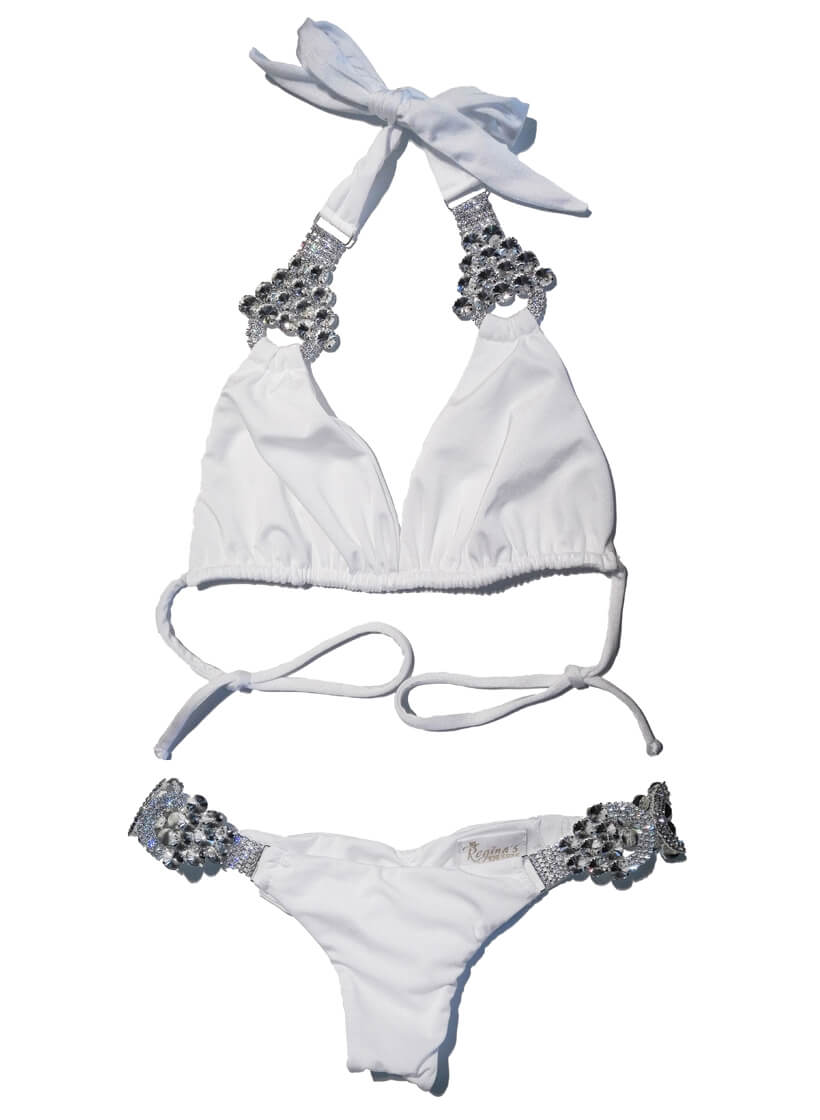 Nicole Halter Top & Skimpy Bottom - White-3