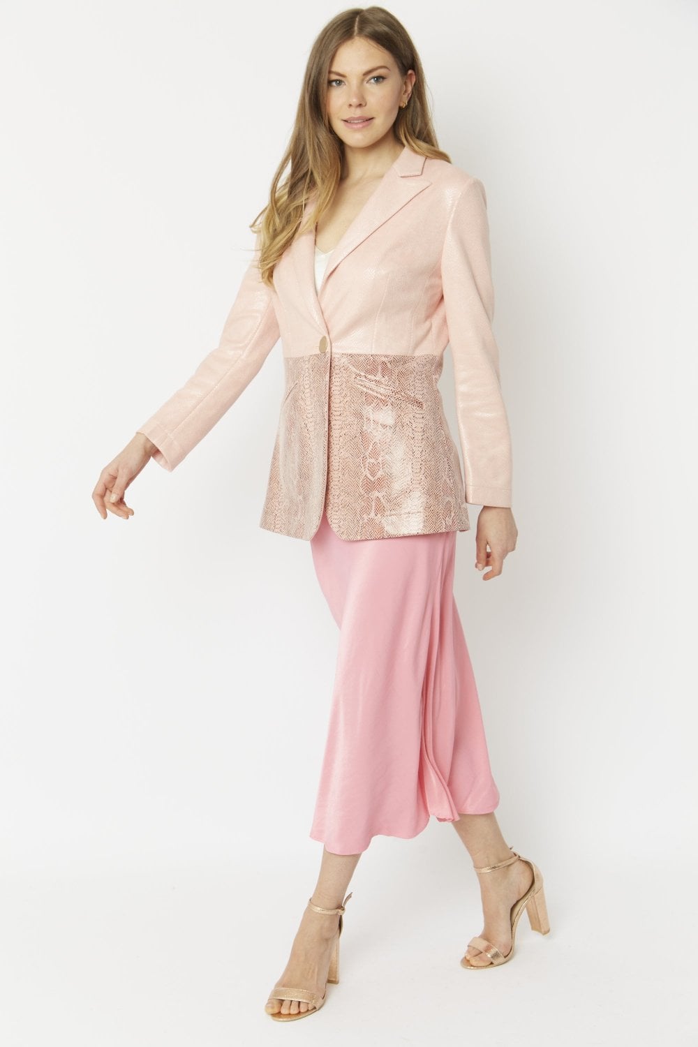 Pink Faux Leather Suede Jacket-4